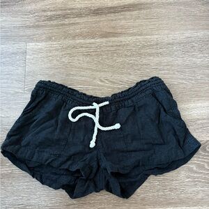 Roxy Black Beach Shorts White Drawstring